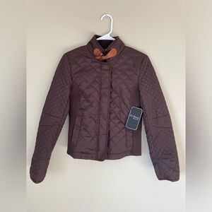 NWT Ci Sono Women's Quilted collar buckle Jacket - chocolate espresso Brown S